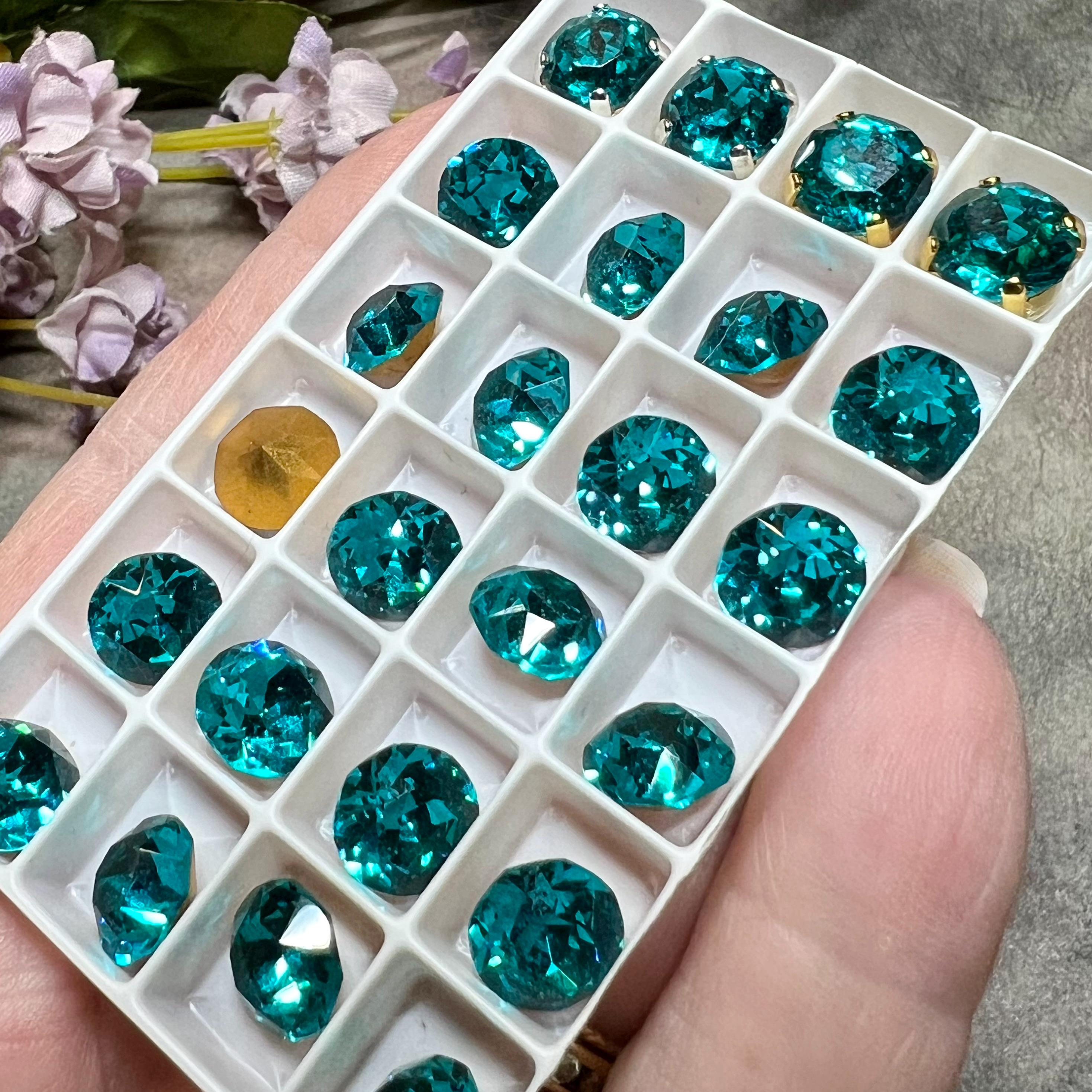 ブルージルコン、ヴィンテージスワロフスキー、2ピース 40ss アート