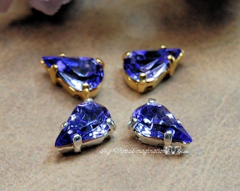 Tanzanita 10 x 6 mm Cristal vintage Diamante de imitación 2 piezas Forma de pera con engaste
