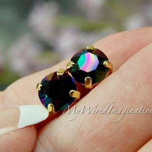 Cristal Swarovski Rainbow Dark 39ss/8 mm em configuração SP ou GP, acabamento metálico