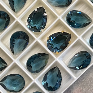 Montana Sapphire Blue Swarovski Crystal, 1 Pc 18x13 art 4320 Pear Shape With Setting