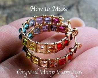 Crystal Hoop Earrings Tutorial: Wire Wrap Pattern Step-by-Step PDF Instructions Pattern Download