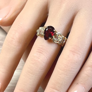 Pear Shape Ruby Handmade Ring, Lab Grown Dark Ruby-Red, July Birthstone, 40th Anniversary
