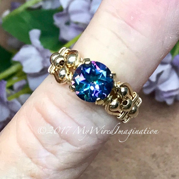 Mystic Topaz Peacock Blue Handmade Ring Genuine Mystic image 2