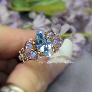 Swarovski Alexandrite Navette Marquise Handmade Ring, Color Change Crystal Ring, June Birthstone image 6