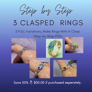 How to Wire Wrap Crystal Rings with a Clasp: 3 FULL Variations Step-by-Step (PDF Pattern)