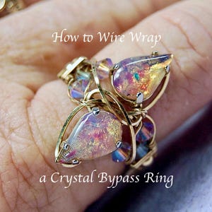 How to Make A Bypass Ring, Marcella Crystal Bypass Ring Tutorial, Multi Stone Intermediate to Advanced Wire Wrapping, Step by Step Pattern