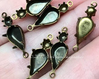 6 Pieces 2 Stone 2 Loop Settings For 10x6mm Pear and 25pp Round, Empty Setting, Rhinestone Setting, Crystal Setting, Multi-Stone Settings
