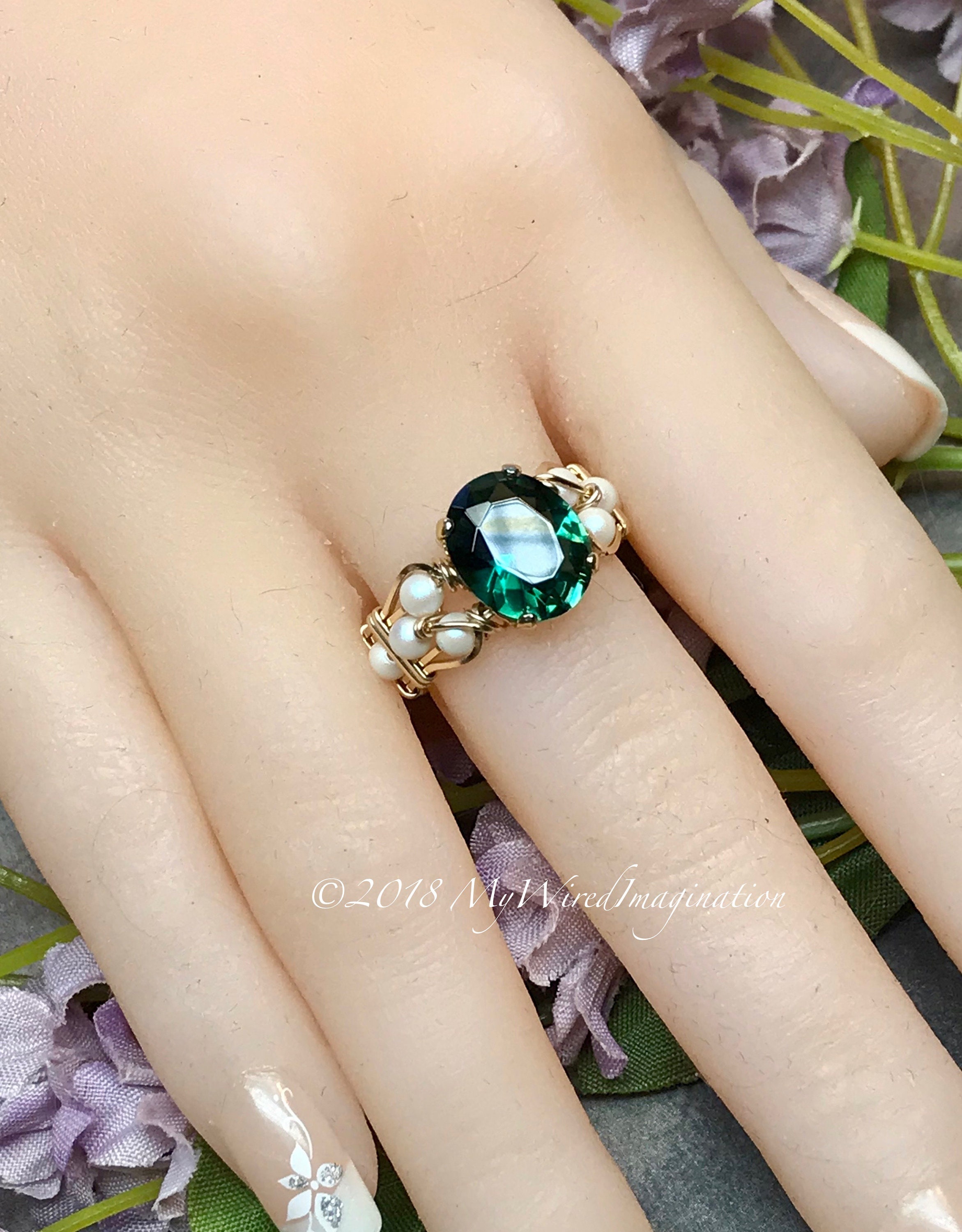 10.5mm Tahitian Peacock Green Pearl Ring 18k Yellow Gold High Luster | eBay