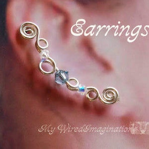 How to Make Ear Climbers Ear Pins Ear Sweeps, Tutorial, Beginner Wire Jewelry Tutorial, Earrings for Pierced Ears, Step by Step image 2