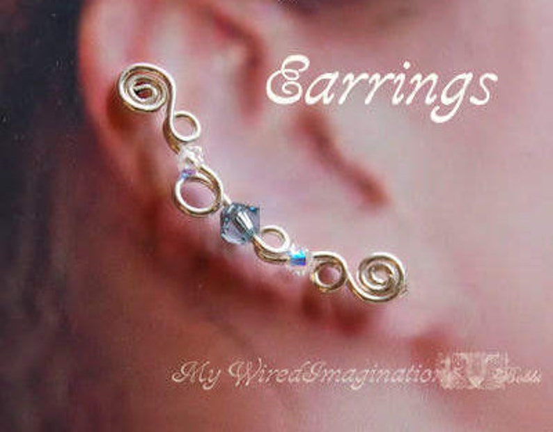 How to Make Ear Climbers Ear Pins Ear Sweeps, Tutorial, Beginner Wire Jewelry Tutorial, Earrings for Pierced Ears, Step by Step image 2