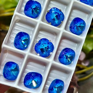 Royal Blue Delite Genuine Swarovski, 1pc 10mm 4470 Square Cushion With Setting