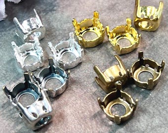 8mm Rhinestone Settings, 6 pcs SP or GP  for 37-38ss 39ss-41ss, NEW Finishes Added