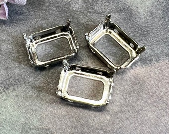 14x10mm Octagon Settings Art 4600 3 Pieces Silver, Gold Or Bronze Plated, Gemstone or Crystal Setting, Bead Embroidery Component