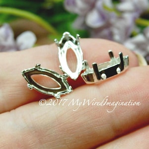 15x7mm Navette-Marquise Settings, Art 4200/4228 Nickel Free, Sew-On Type Prong Settings