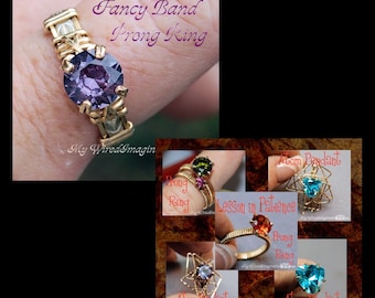 DIY Prong Rings Jewelry Tutorial Package, Wire Jewelry Tutorials, Fancy Band & Lesson in Patience, 20% Discount , Instant Download PDF Files