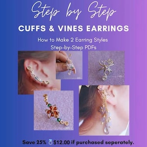 Ear Cuff & Ear Climbers Earring Tutorials: Jewelry Making Instructions Step-by-Step (PDF Download)