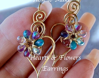 Wire Wrap Heart Earrings Tutorial: DIY Jewelry Instructions Step-by-Step (Digital Download)