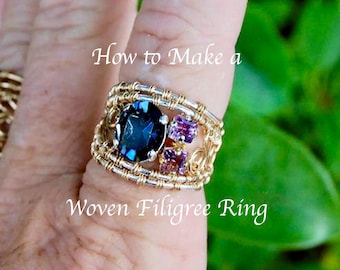 Wire Wrap Ring Tutorial: Filigree Style, Beginner-Intermediate Step-by-Step (PDF Pattern Download)