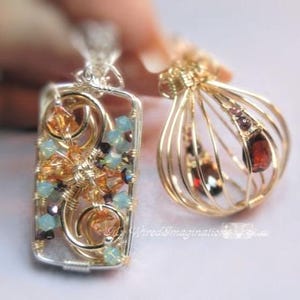 ワイヤーラップペンダントの作り方：ヒンジ付きケージとロケットジュエリー、ステップバイステップのジュエリーPDF、はんだ付け不要 画像 4