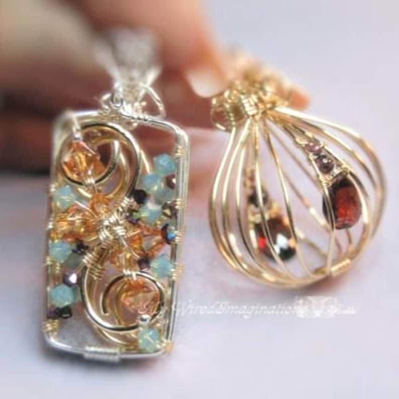 ワイヤーラップペンダントの作り方：ヒンジ付きケージとロケットジュエリー、ステップバイステップのジュエリーPDF、はんだ付け不要 画像 4