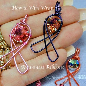 Wired Awareness Ribbons, Wire Wrapping Jewelry Tutorial, Step by Step PDF, Beginner Pattern