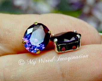 Alexandrite Color Change Lab-Grown 1 Piece  Lab-Created Faceted Gemstone, 11x9 Oval, SP or GP Setting  June Birthstone