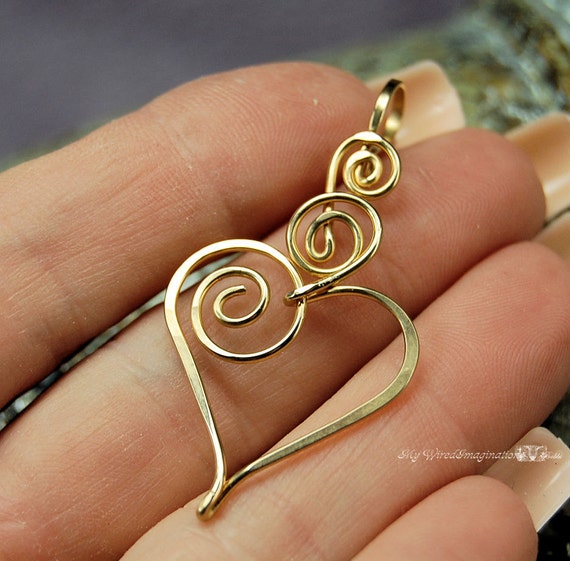 Charming Heart Wire Wrapped Pendant with Interchangle Type Etsy