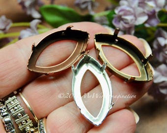 32x17mm 1 Pc 4227 Navette Crystal Setting Silver Antique Copper Antique Bronze Plated Settings, Marquise Setting, Empty Crystal Setting