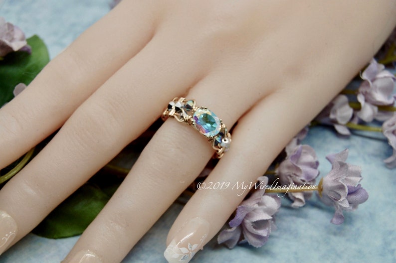 Mercury Mystic Topaz Handmade Ring, Opalescent Mystic Topaz Ring, in 14K Gold or Sterling Silver image 8