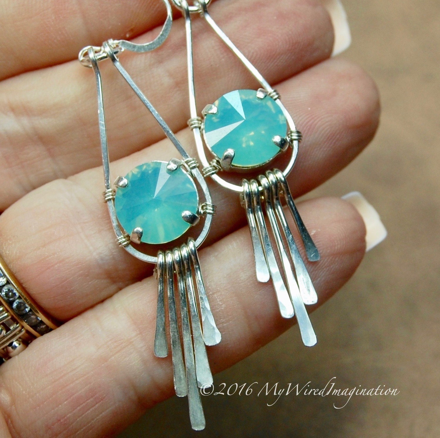 Hammered Crystal Earring Tutorial Wire Wrap Earring Earring Etsy