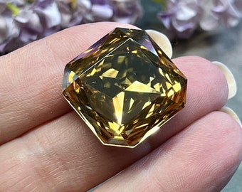 Genuine Swarovski Crystal, 1 Piece 23mm Golden Shadow Art 4675, Large Crystal Square Octagon With - Without Setting Jewelry, Bead Embroidery