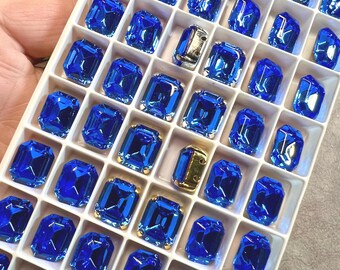Sapphire Blue Swarovski Crystal Rhinestone, 10x8mm & 12x10mm