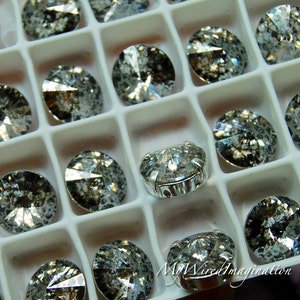 Swarovski Crystal, 1 Piece Silver Patina Rivoli, 10mm 1122, Prong Setting, Genuine Swarovski in Setting, Bead Embroidery Component