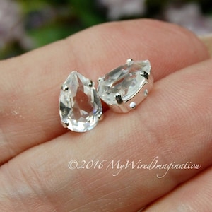 Crystal Clear Transparent Swarovski 10x7mm 2 - 4 Pieces, 4320 Pear SP or GP Settings