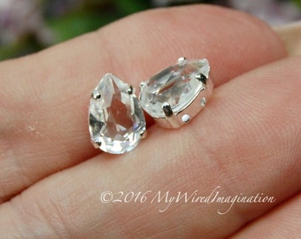 Crystal Clear Transparent Swarovski 10x7mm 2 - 4 Pieces, 4320 Pear SP or GP Settings