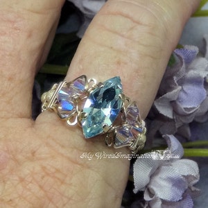 Swarovski Alexandrite Navette Marquise Handmade Ring, Color Change Crystal Ring, June Birthstone image 4