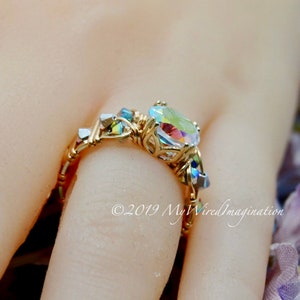 Mercury Mystic Topaz Handmade Ring, Opalescent Mystic Topaz Ring, in 14K Gold or Sterling Silver image 2