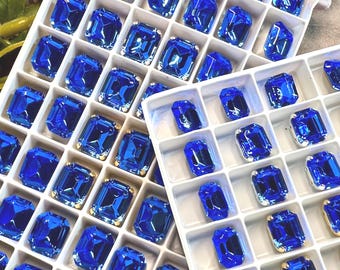 Sapphire Blue Swarovski Crystal Rhinestone, 10x8mm & 12x10mm