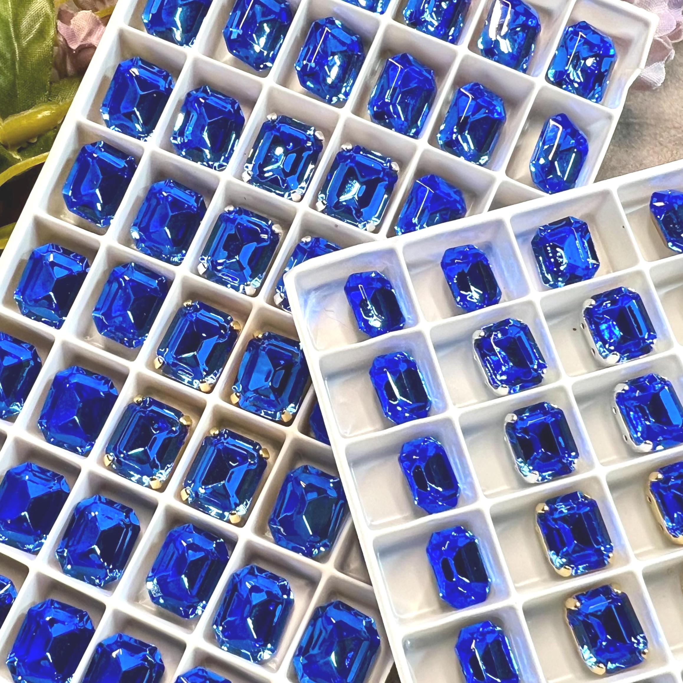 Sapphire Blue Swarovski Crystal Rhinestone, 10x8mm & 12x10mm