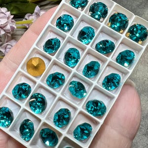Vintage Swarovski, Blue Zircon, 1 Piece 40ss Art 1200, Dentelle With SP or GP Setting, Bead Embroidery Component