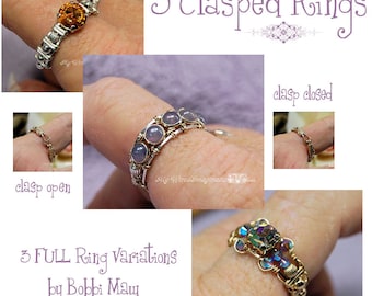 Wire Wrap Clasp Rings Tutorial, 3 FULL Variations, Wire Jewelry Tutorial Discount Package