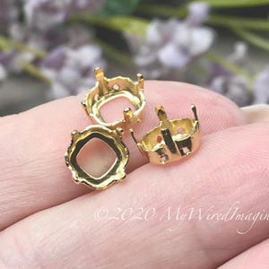 8mm Cushion Square Settings, 4Pcs SP or GP  for 4470, 4471 & 4671 Crystals -  Gems