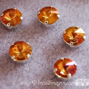 Summer Blush 1Pc 1122 Swarovski Crystal 39ss 8mm With Prong Setting, Crystal Sew On, Summer Orange, Bead Embroidery