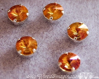 Summer Blush 1Pc 1122 Swarovski Crystal 39ss 8mm With Prong Setting, Crystal Sew On, Summer Orange, Bead Embroidery