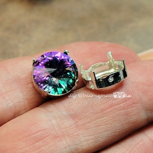 Sterling Silver 12mm or 14mm Setting, .925 Settings for Round Crystals & Gems, Stamped 925