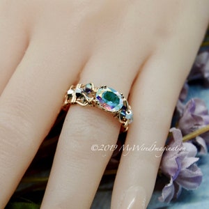 Mercury Mystic Topaz Handmade Ring, Opalescent Mystic Topaz Ring, in 14K Gold or Sterling Silver image 4