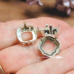 12mm 4470 Cushion Square Setting, 2 Pcs SP or GP Settings, Rhinestone Setting