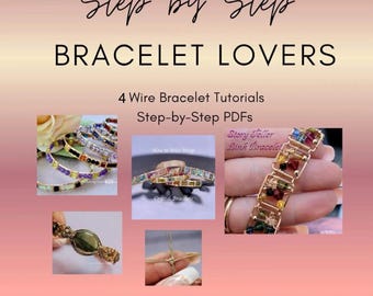 How to Make Bracelets, Wire Wrap Bracelet Patterns: 4 DIY Jewelry Tutorials Digital Download