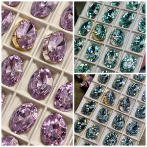 Rare Vintage Swarovski Alexandrite 18x13mm Oval Crystal Art 4106, Color Change Rhinestone, Optional Setting image 2
