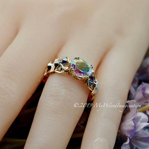 Mercury Mystic Topaz Handmade Ring, Opalescent Mystic Topaz Ring, in 14K Gold or Sterling Silver image 5